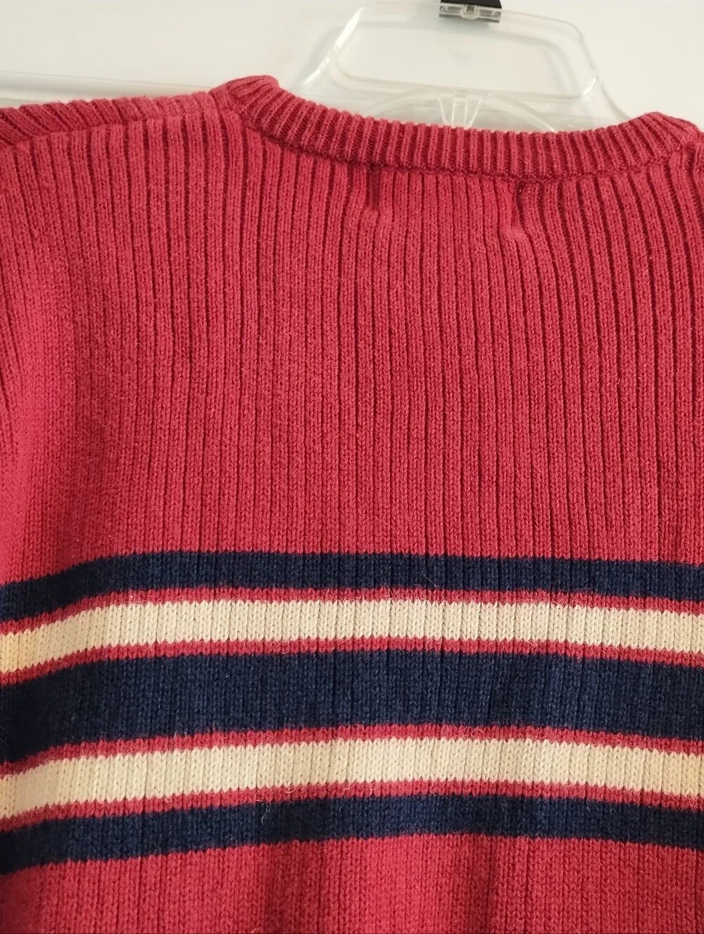 Vintage American Eagle Men's Red Striped Crewneck Sweater Size Medium